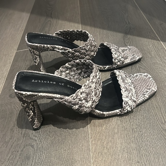 Articles of Society Asti Braided Open Square Toe Blocked Heeled Sandals Size 10 - Picture 3 of 16